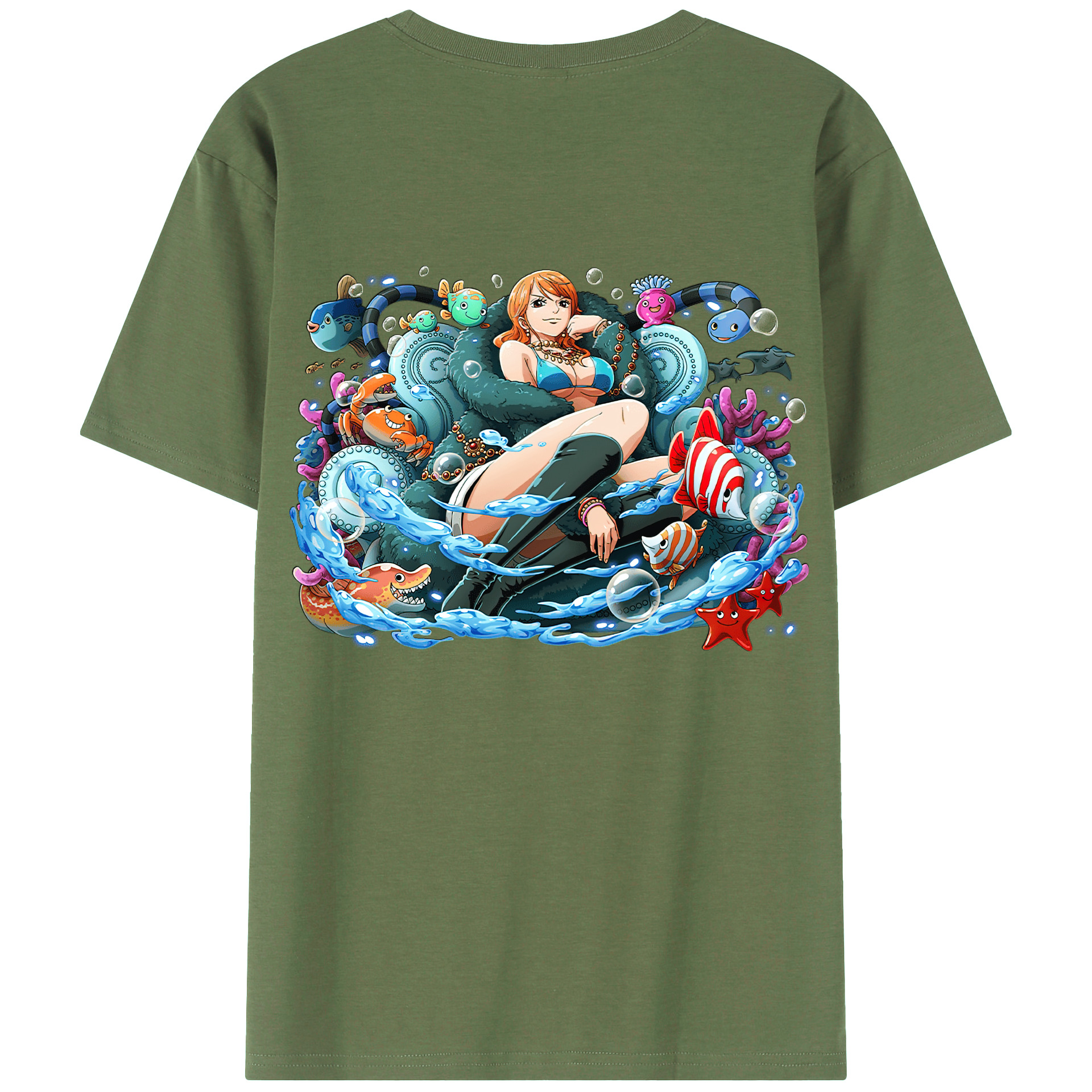（画像用） ワンピース ナミ ONE PIECE Nami 綿100％ メンズ半袖Tシャツ（バックプリント） 通気性